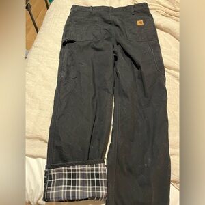 Like-New Carhartt Loose Fit Washed Duck Flannel-Lined Utility Work Pants